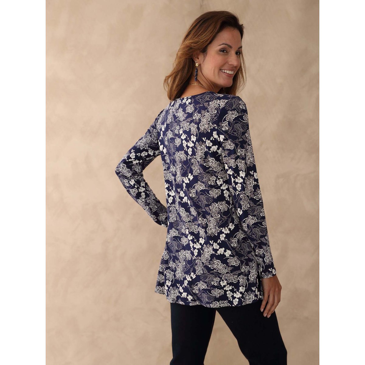 Tunique en maille extensible imprimé bleu, DAXON