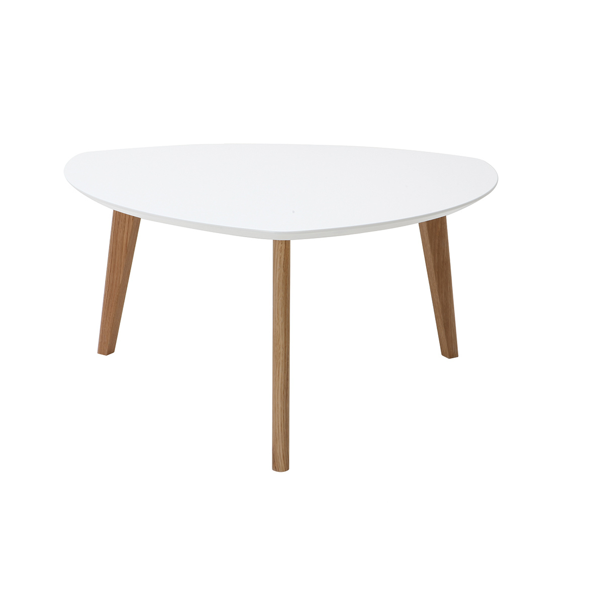 Table basse scandinave blanc et bois clair chêne L80 cm EKKA blanc, MILIBOO