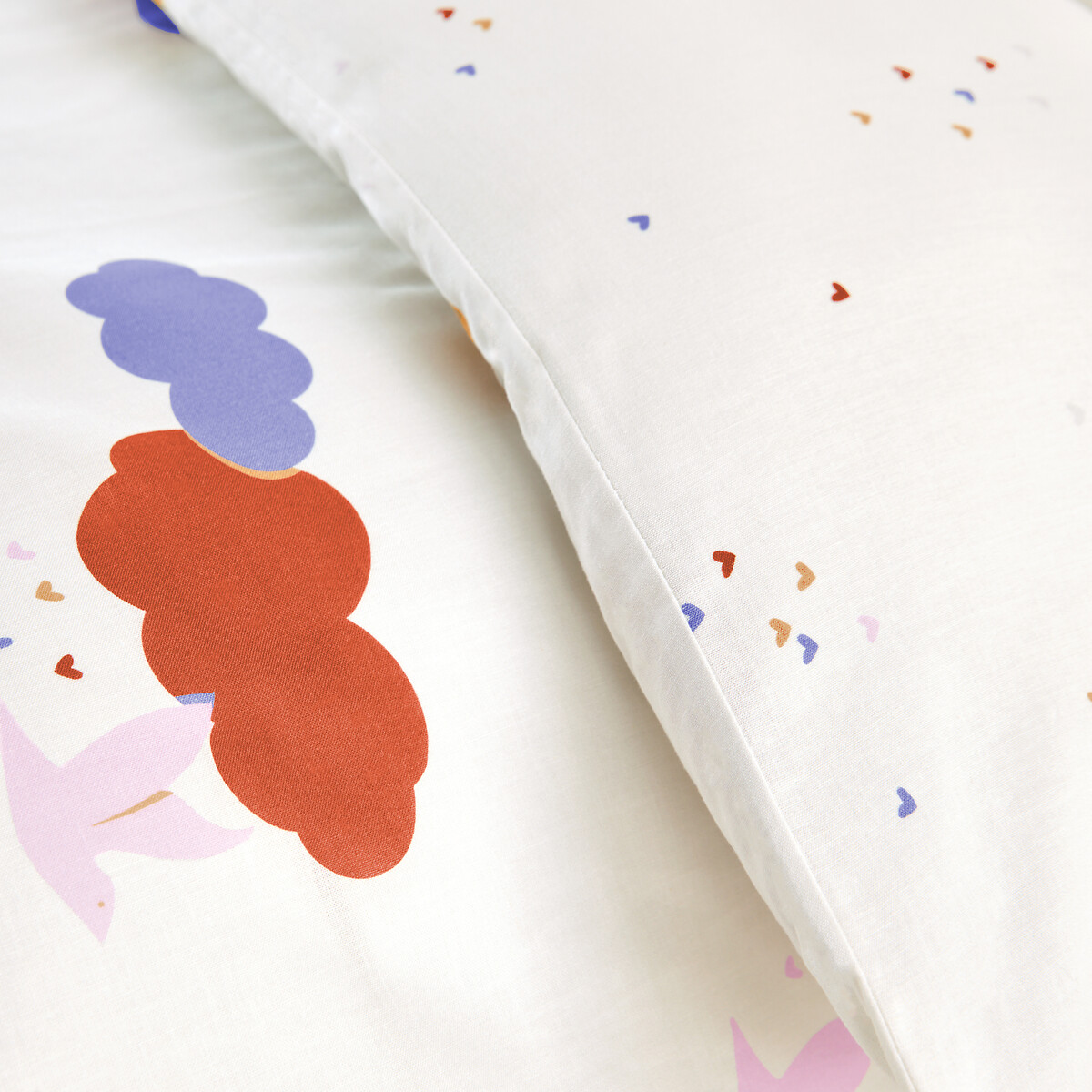 Housse de couette enfant, en coton biologique, imprimé nuages, NOKI imprimé oiseaux, LA REDOUTE INTERIEURS
