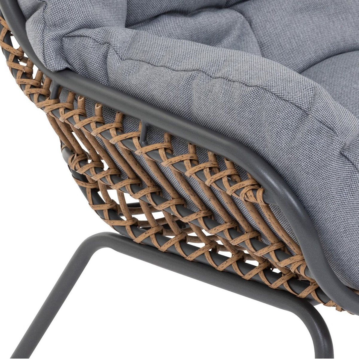 Salon de jardin 4 places corde tressée coussins capitonnés PAOPAO gris graphite, HESPERIDE