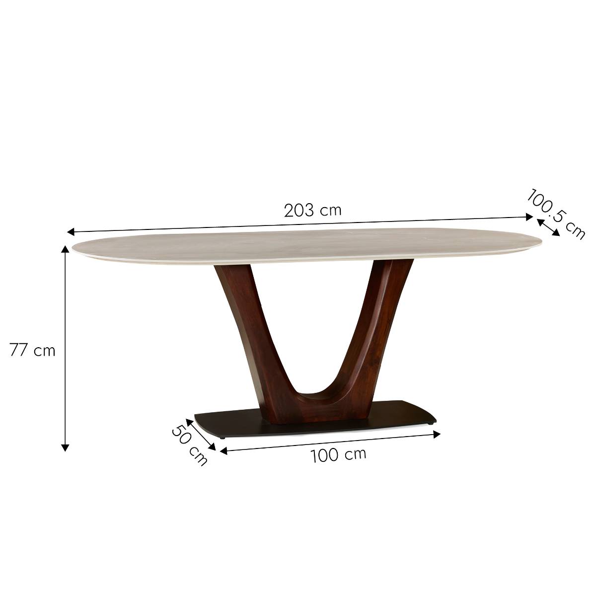 Table à manger en bois de manguier et en céramique AYDENA bois foncé, MADE IN MEUBLES