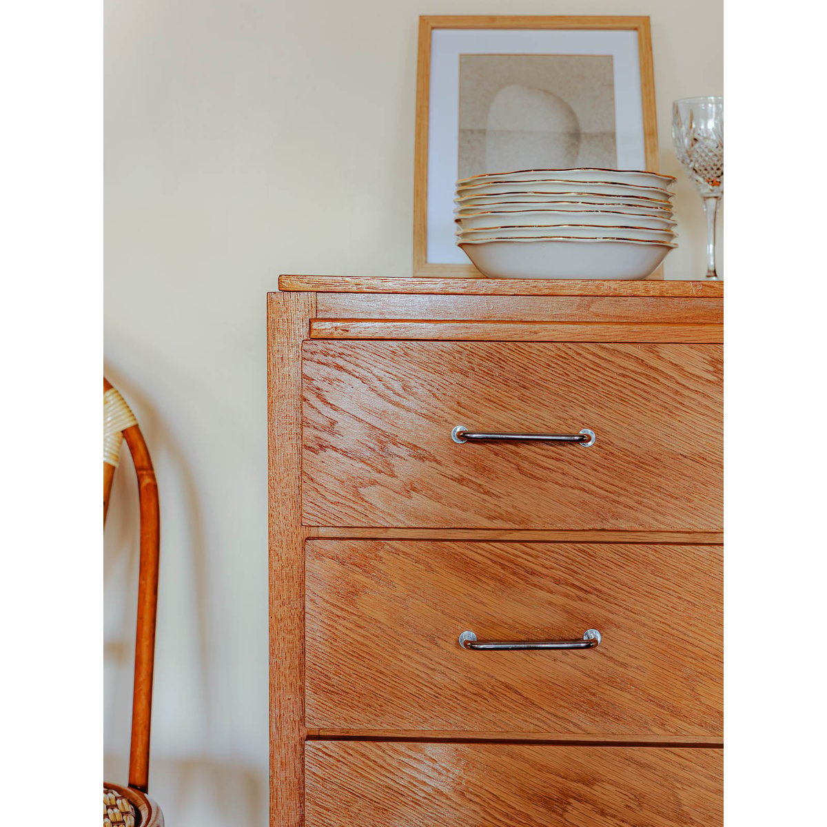 Commode mid-century modern Olga N°693 - Bon état bois clair, DEBONGOUT