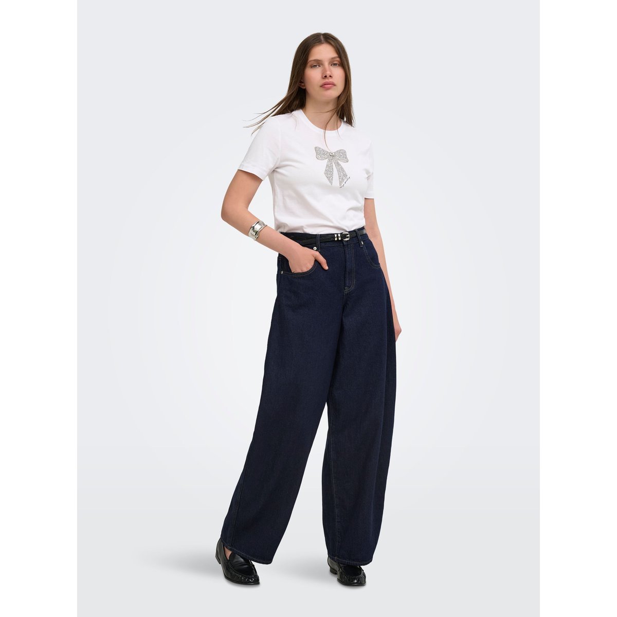 Jean À Jambe Large dark blue denim, ONLY