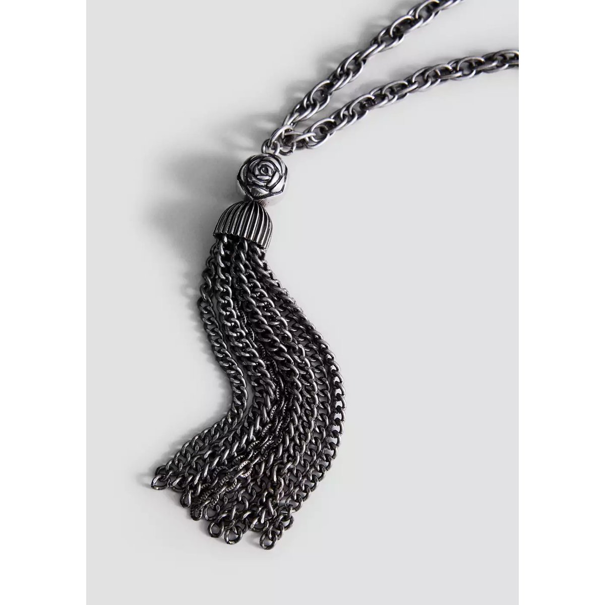 Collier pendentif à détail fleur argent, MANGO