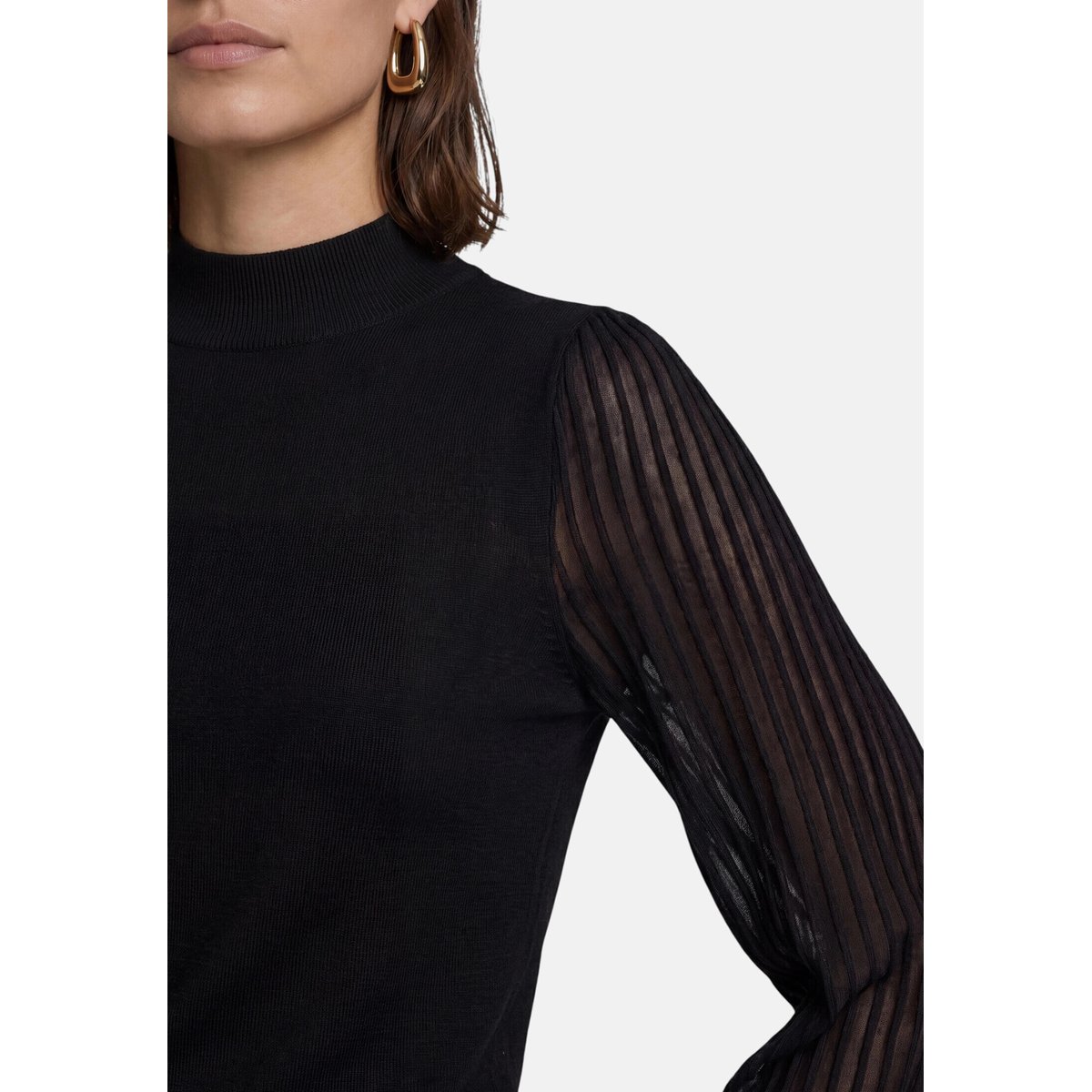 Pull-over en fine maille à manches en dentelle black beauty, ZERO