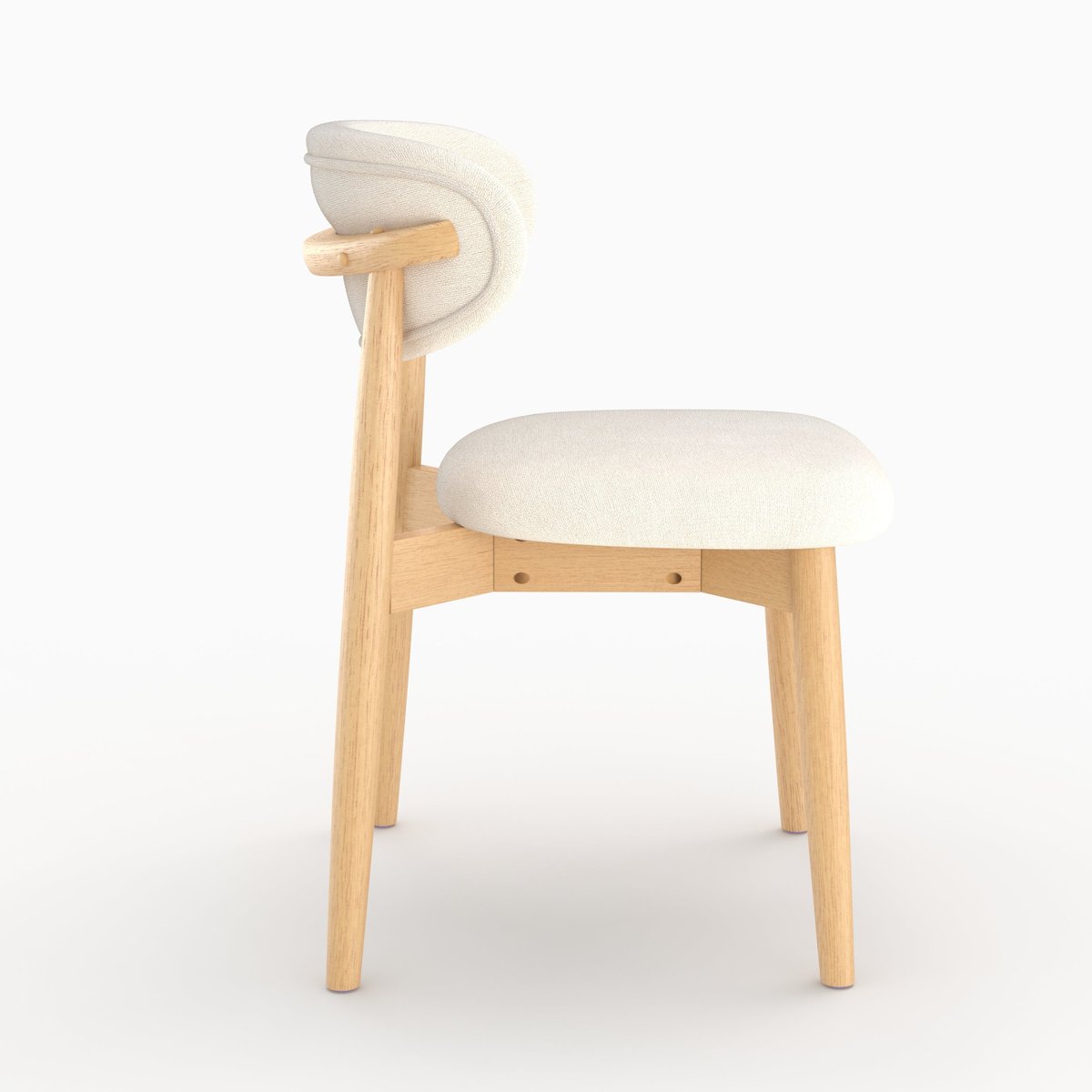 Lot de 2 chaises en tissu et bois d'hévéa - YUNA beige, MAISON PAVANE