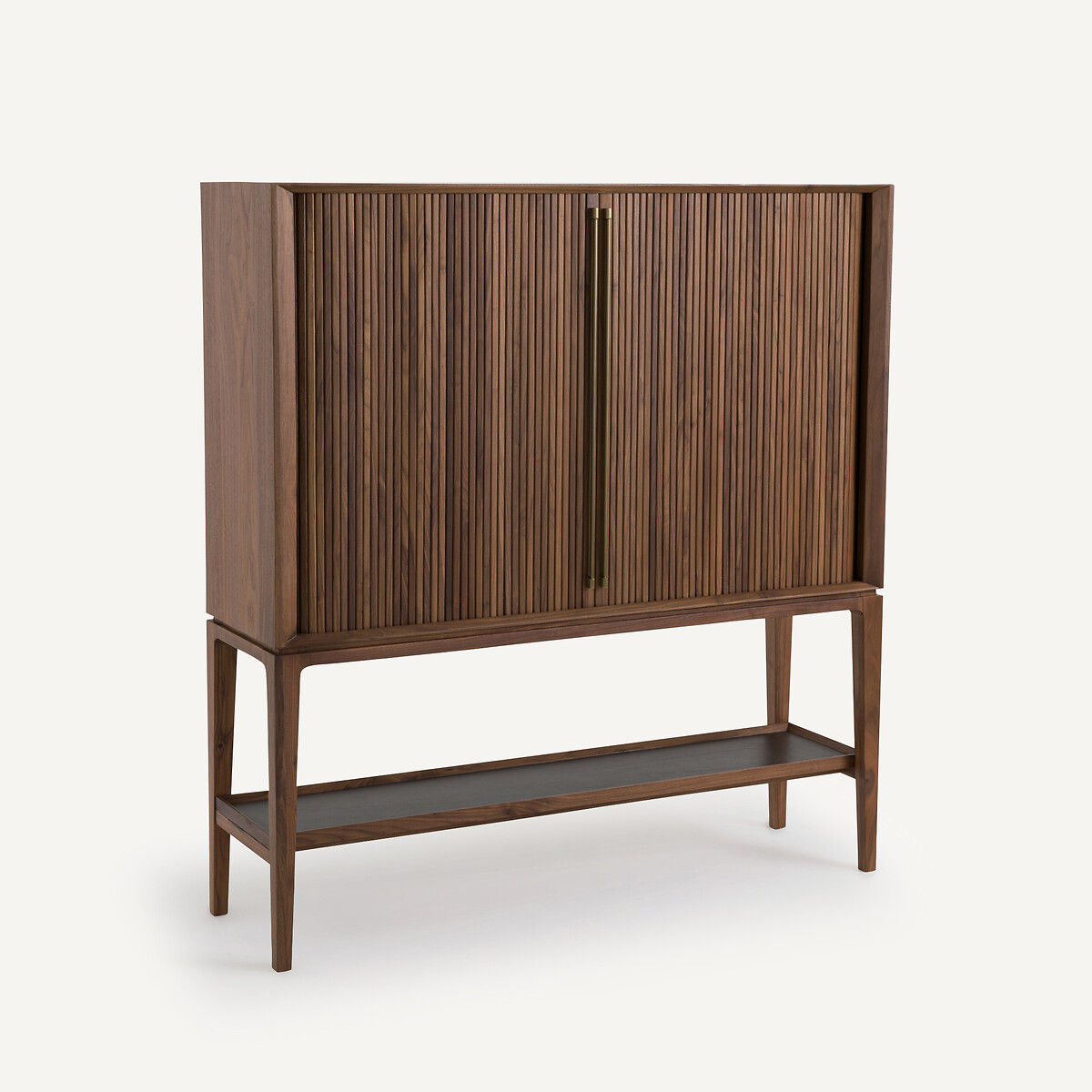 Buffet haut/bar en plaqué noyer et cuir, Liamca noyer, AM.PM