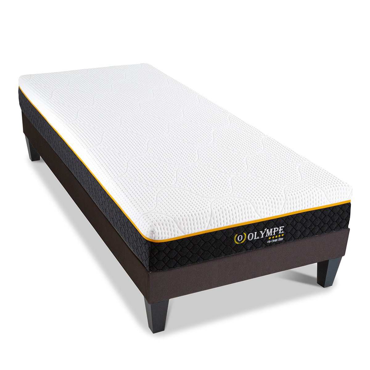 Ensemble Olympe 180x200 cm Matelas Mousse + Sommier Bois blanc, OLYMPE LITERIE