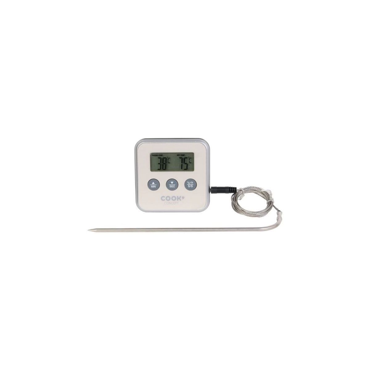 Thermomètre cuisson a sonde et minuteur couleur unique, COOK CONCEPT