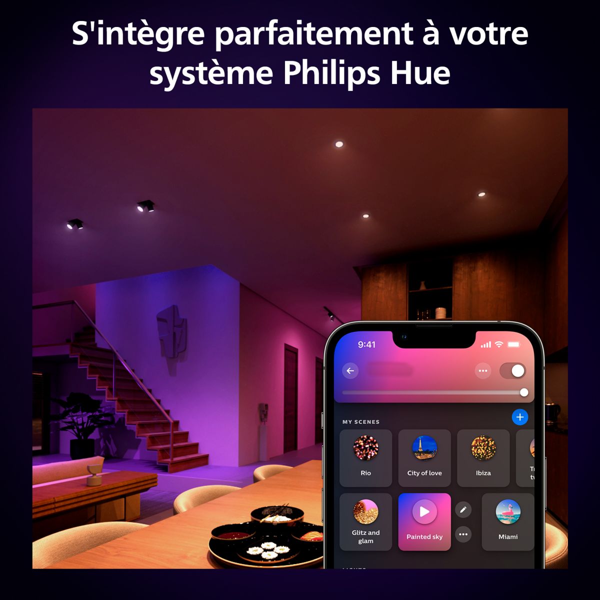 Ampoule LED connectée GU10 White&Color Ambiance couleur unique, PHILIPS HUE