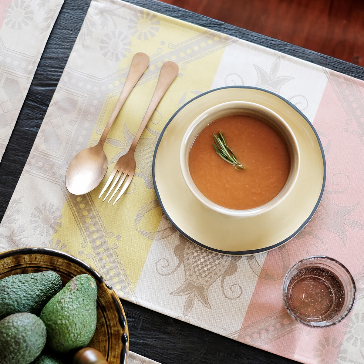Set de table enduit en Coton, HACIENDA gres, LE JACQUARD FRANCAIS