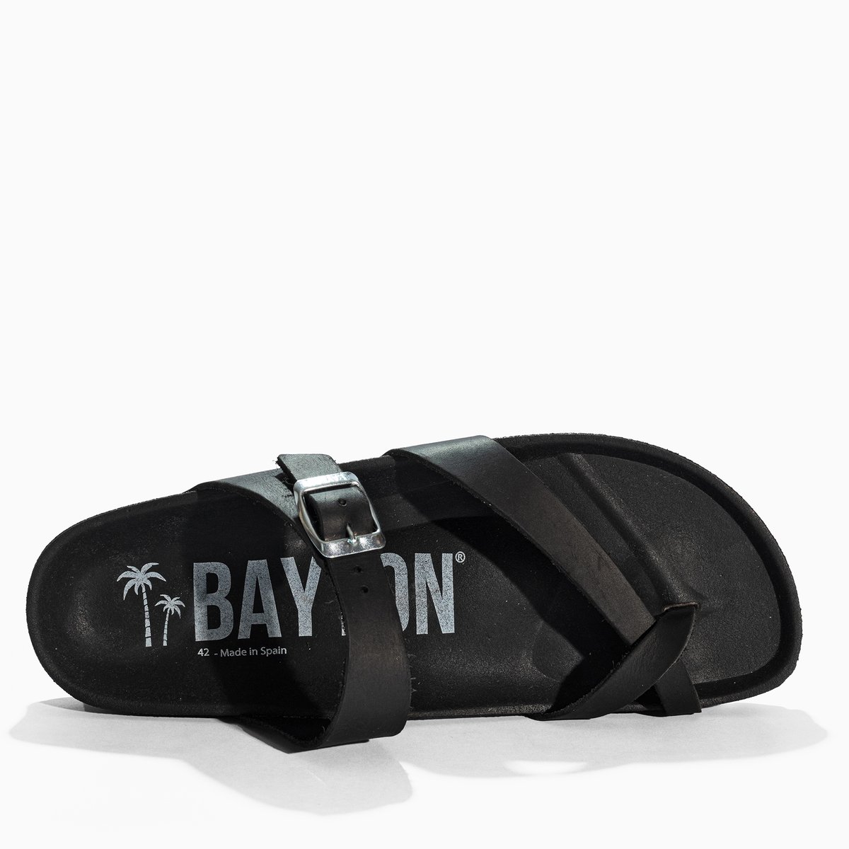 Tongs en cuir DIANE black, BAYTON