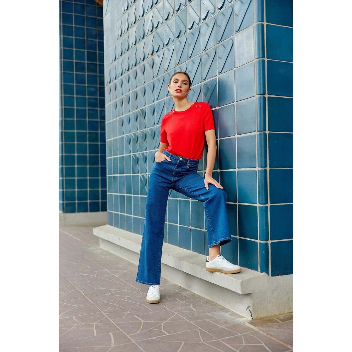 Jean mom denim stretch ZEPHYR denim délavé, LA PETITE ETOILE