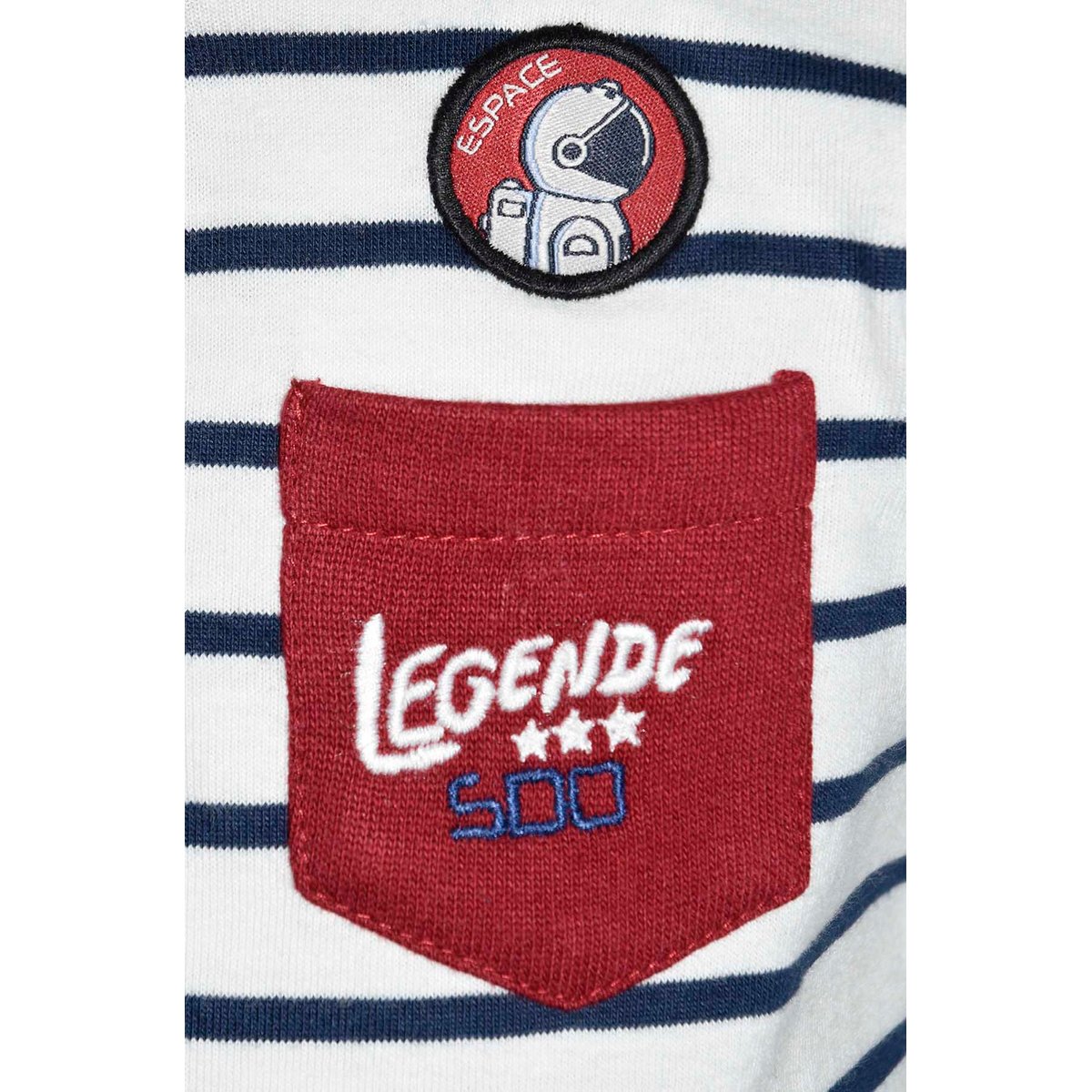 Tee-shirt garcon raye manches longues blanc, SUCRE D'ORGE