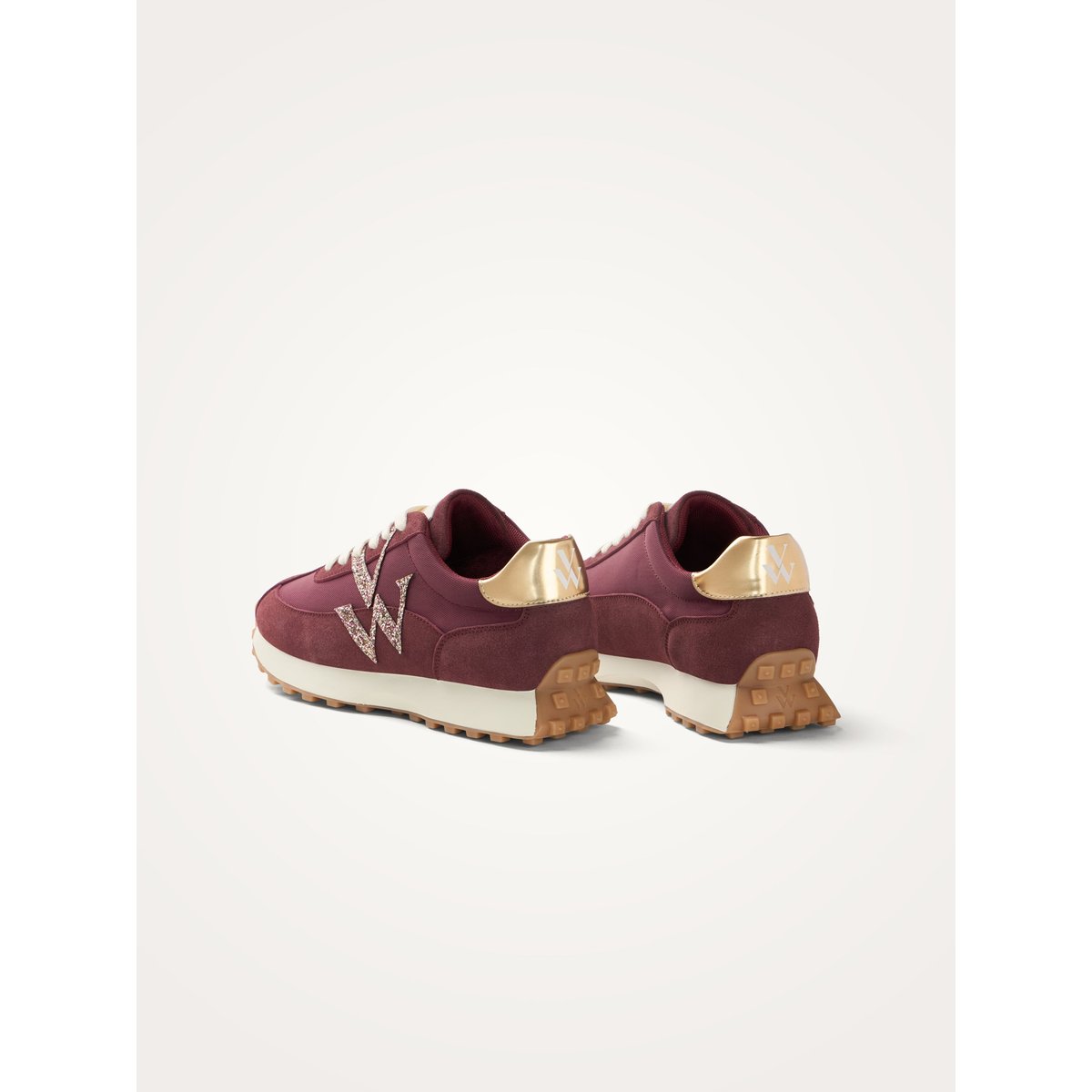 Baskets monogramme à lacets avec semelle running FLOW Initials bordeaux, VANESSA WU