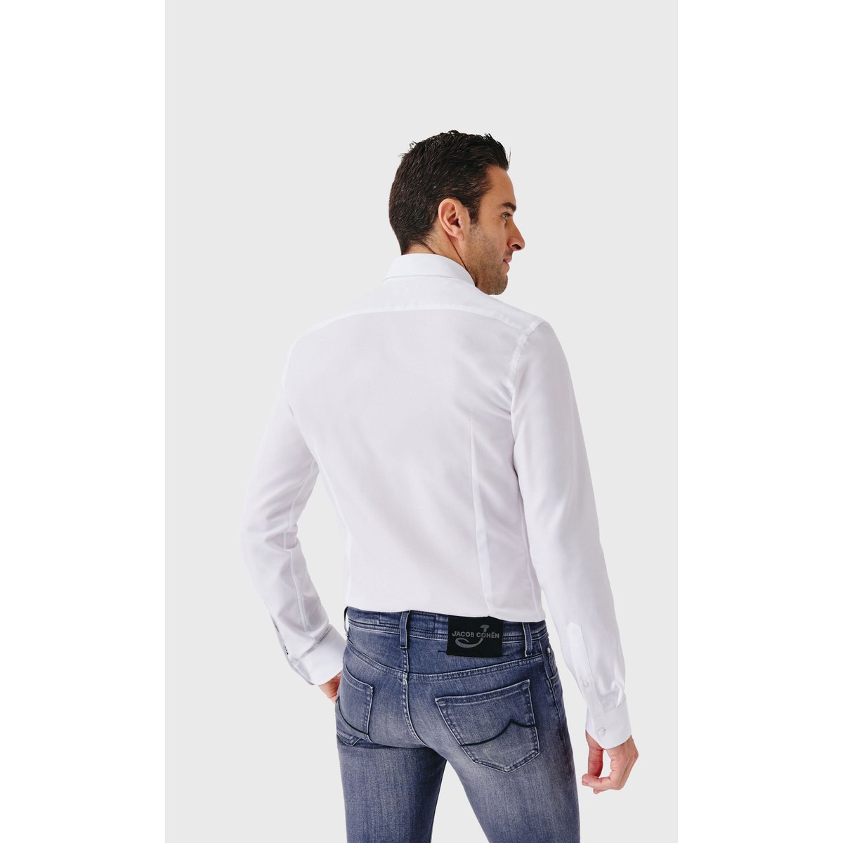 Chemise Slim fit easy care en oxford de coton blanc, ACROSS