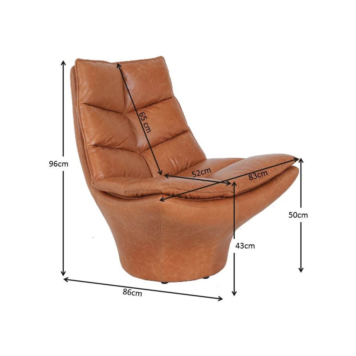 Fauteuil en cuir, BRIDGE marron, KARE DESIGN