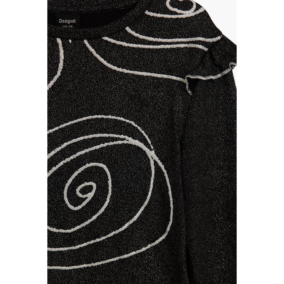 T-shirt à manches longues à spirales noir, DESIGUAL