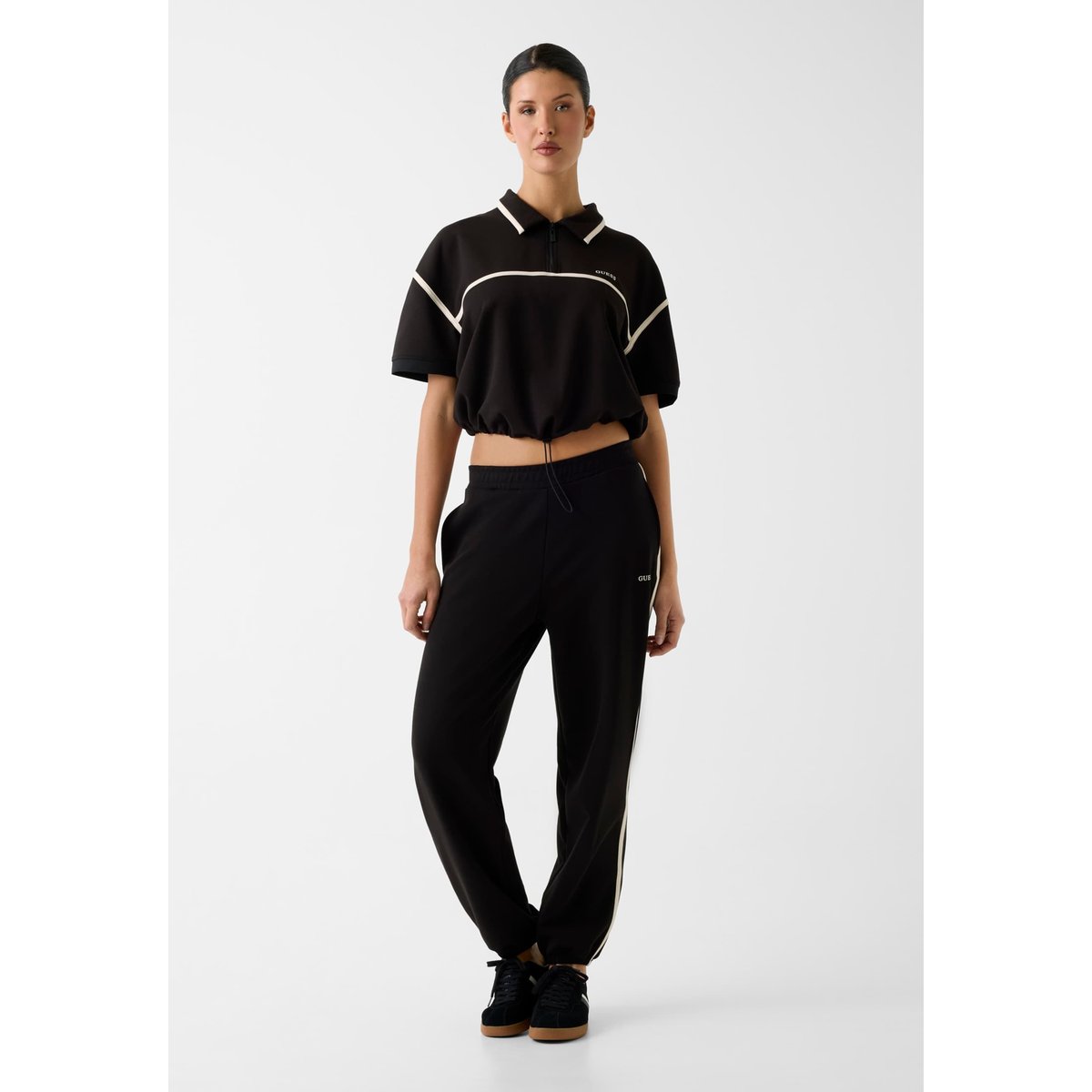 Polo À Demi-Zip noir, GUESS