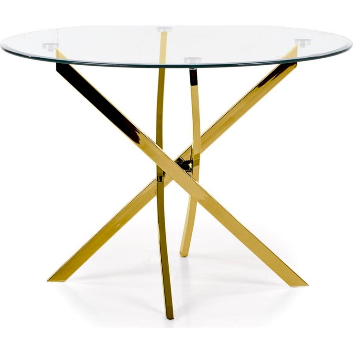 Table ronde en verre collection SAIME doré et transparent, RECOLLECTION