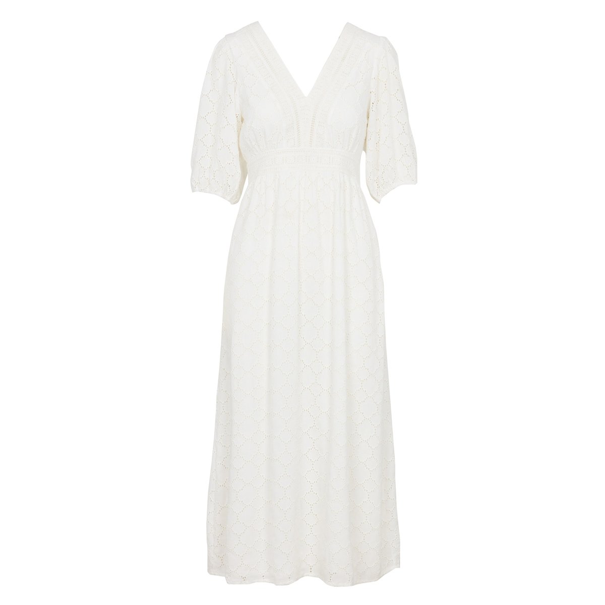 Robe longue brodée BIJOU blanc, Maison 123