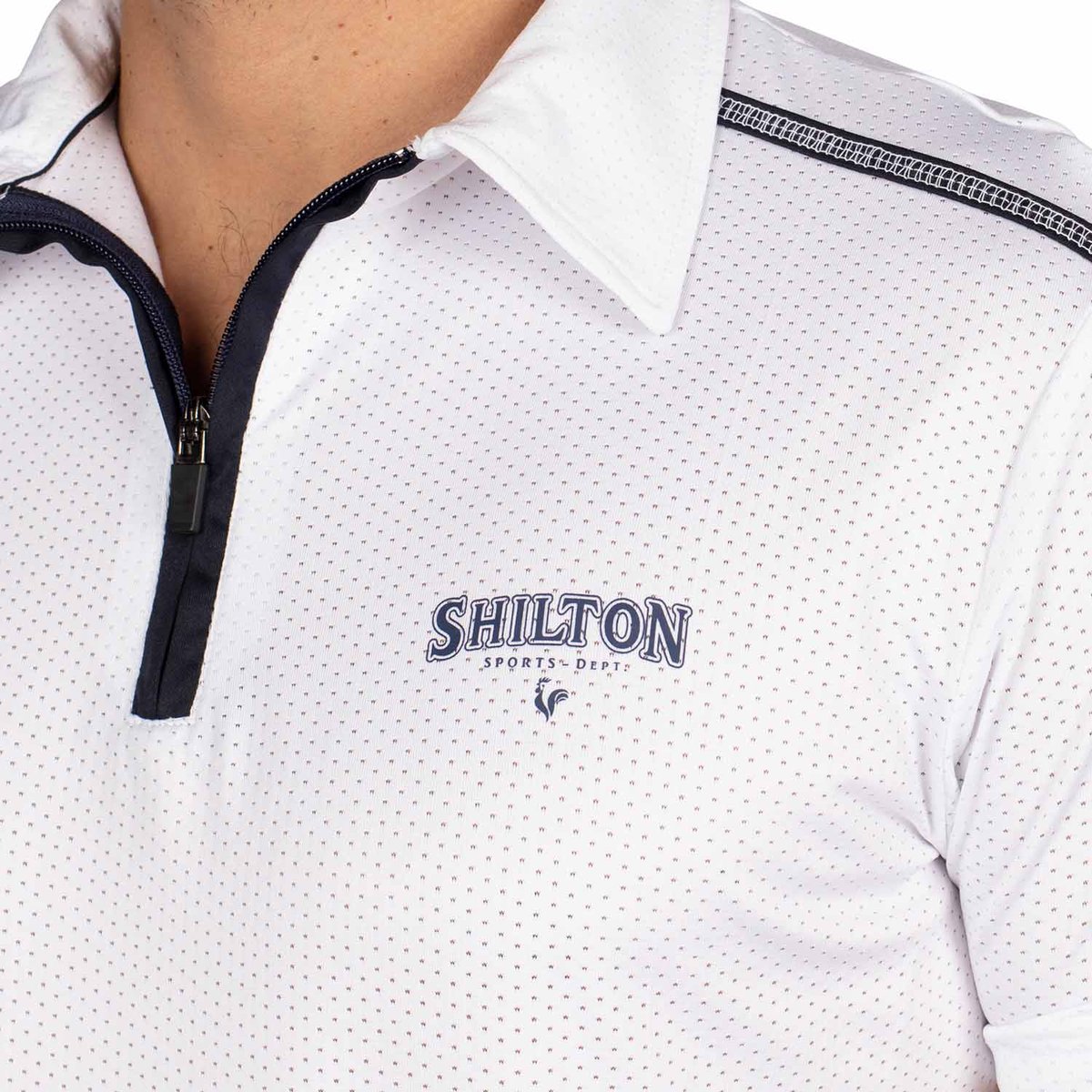Polo de sport perforé ZIPPE blanc, SHILTON