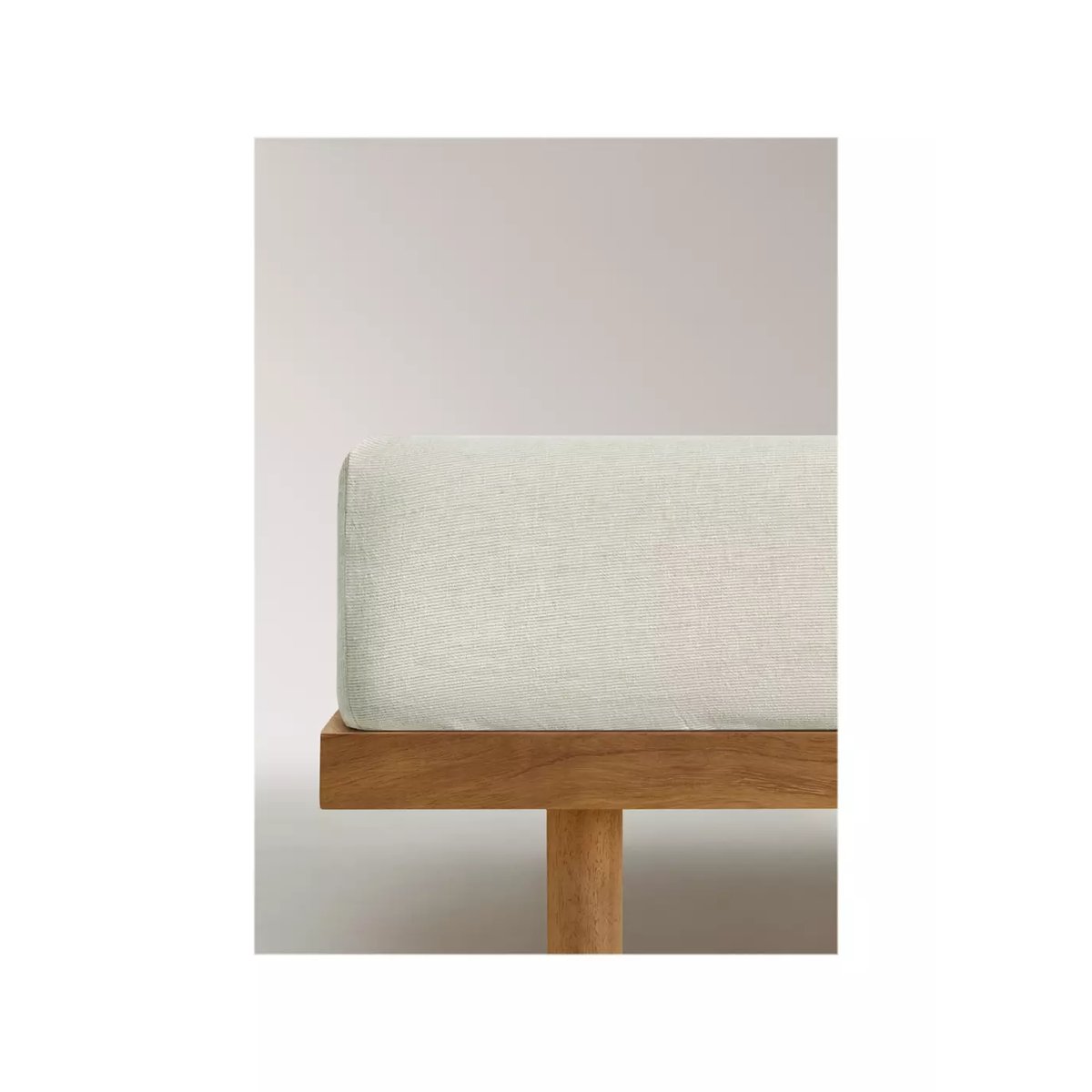 Drap-housse enfant coton lin à rayures Lit 90 cm sable, MANGO HOME