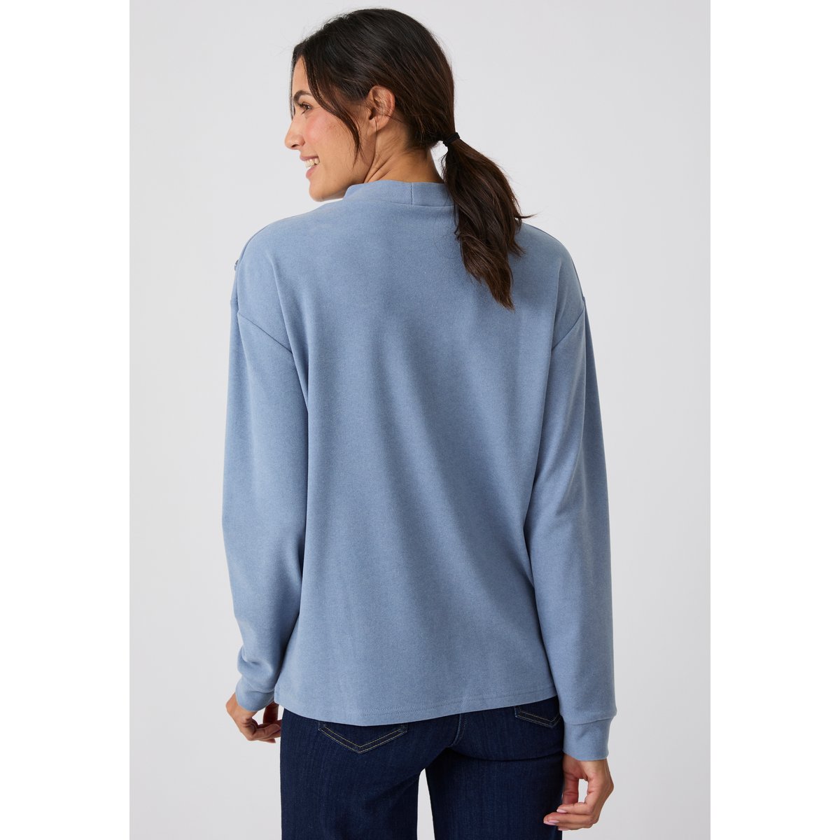 T-shirt col montant Thermolactyl maille chaude bleu, DAMART