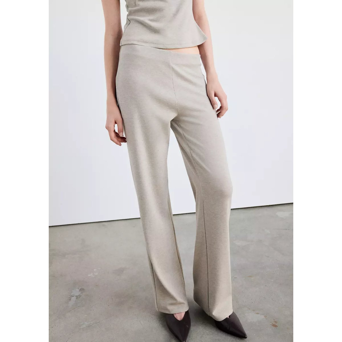 Pantalon droit côtelé sable, MANGO