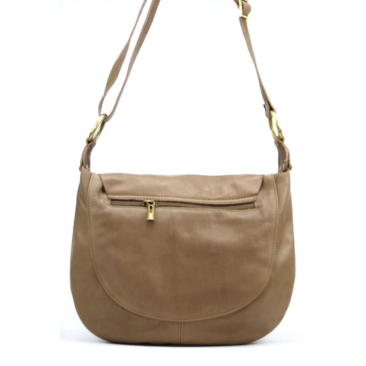 Sac à main en cuir LITTLE PERLA (petit modèle) taupe clair, OH MY BAG
