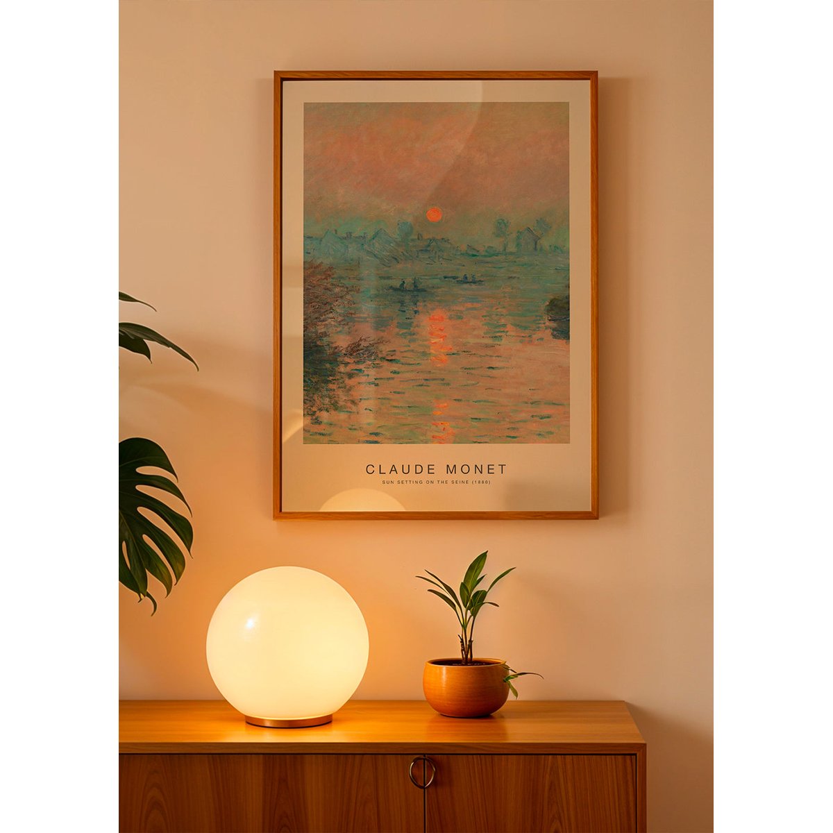 Affiche avec tableau décoratif, 50 x 70 cm orange, HANNUN