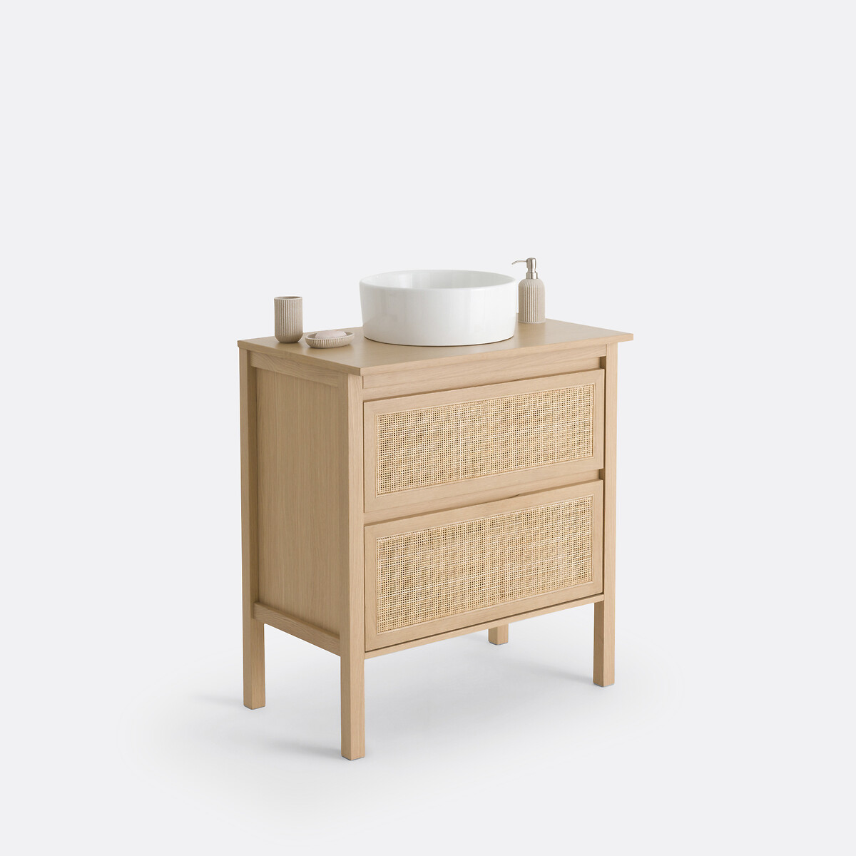 Lumpa L80cm Oak & Cane 2-Drawer Vanity Unit natural, LA REDOUTE INTERIEURS
