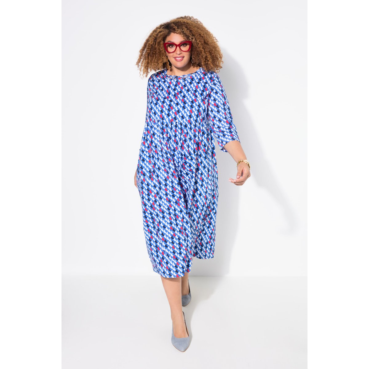 Robe en jersey coupe évasée noir, ULLA POPKEN