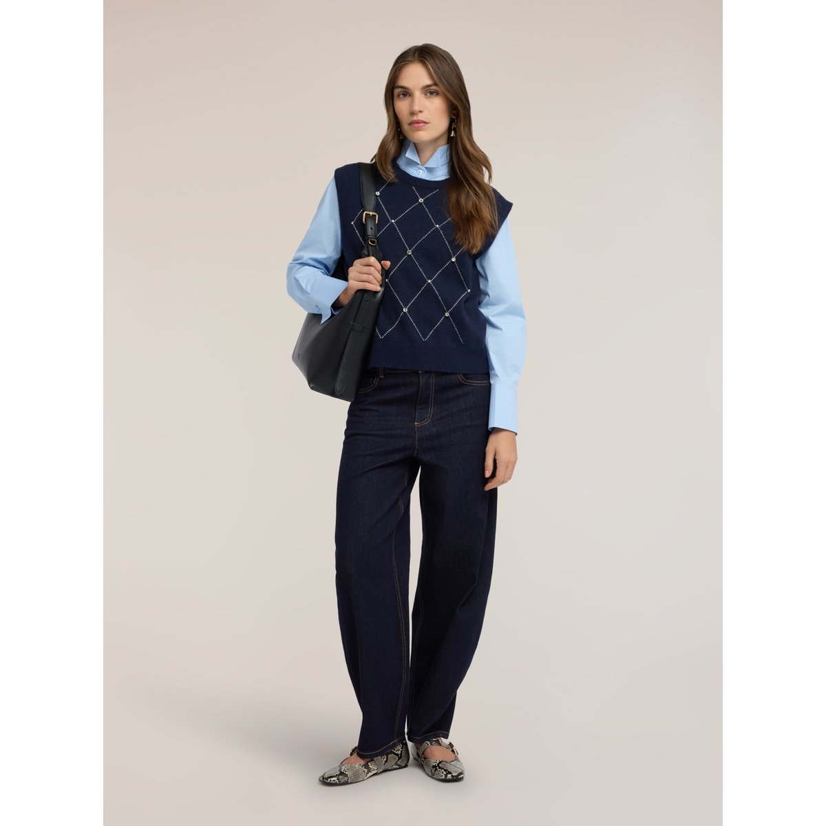Gilet à motif argyle bleu, MOTIVI