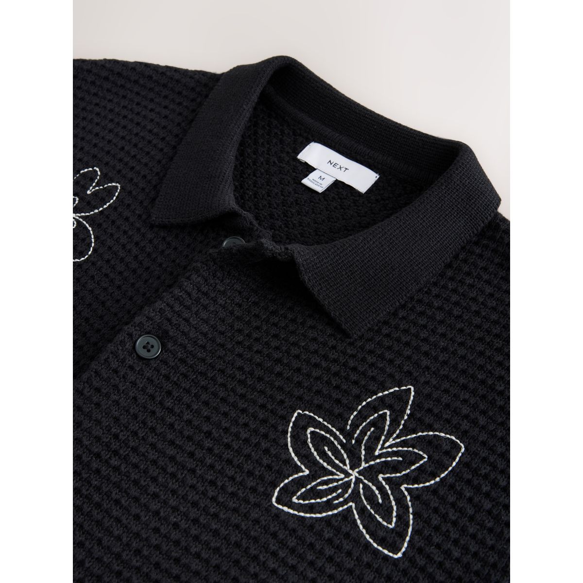 Chemise décontractée en maille à fleurs noir, NEXT