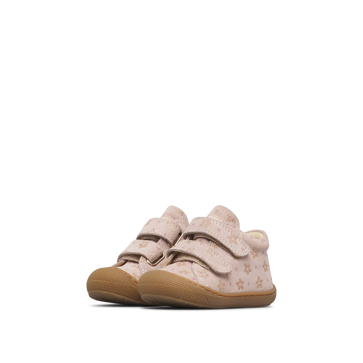 Chaussures premiers pas en suède COCOON VL rose poudré-platine, NATURINO