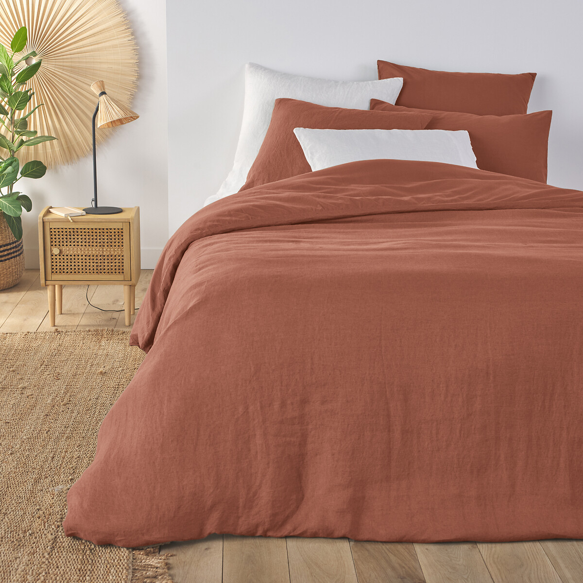Funda de almohada de doble cara de lino y algodón lavados, Annaba tierra de siena, LA REDOUTE INTERIEURS