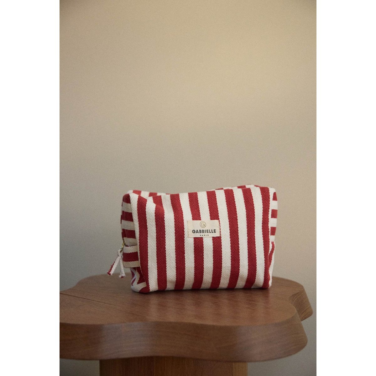 Trousse de toilette en coton, RAYURES rouge, GABRIELLE PARIS