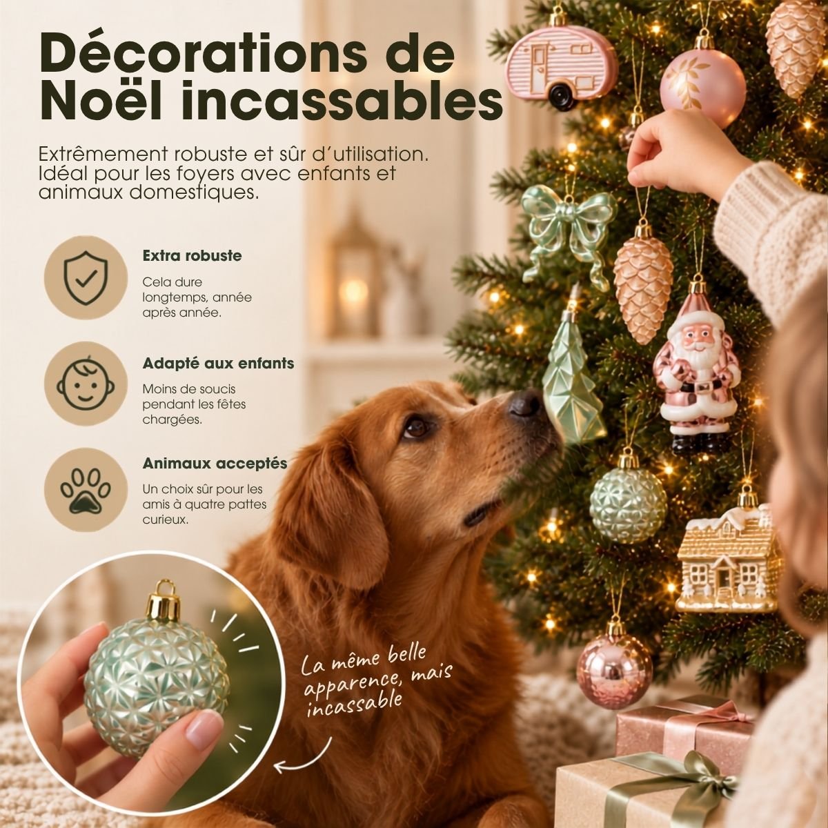 Boule de Noël rose, MICA DECORATIONS