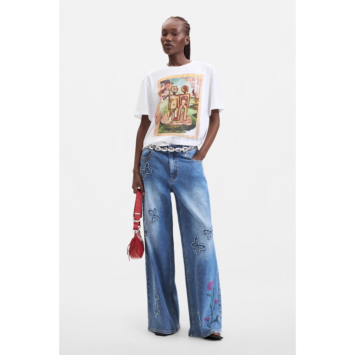 T-shirt imprimé 100 % coton blanc, DESIGUAL