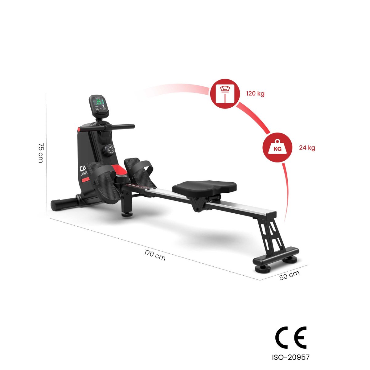 Rameur CARE - CLIPPER - manuel et connecté noir, CARE FITNESS