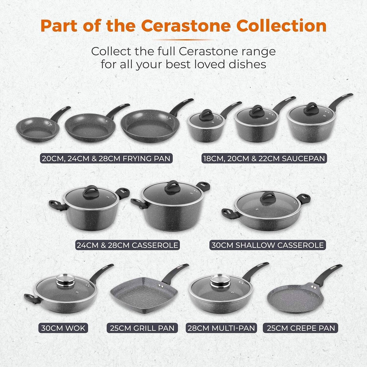 28cm Cerastone Forged Multi-Pan with grey, TOWER