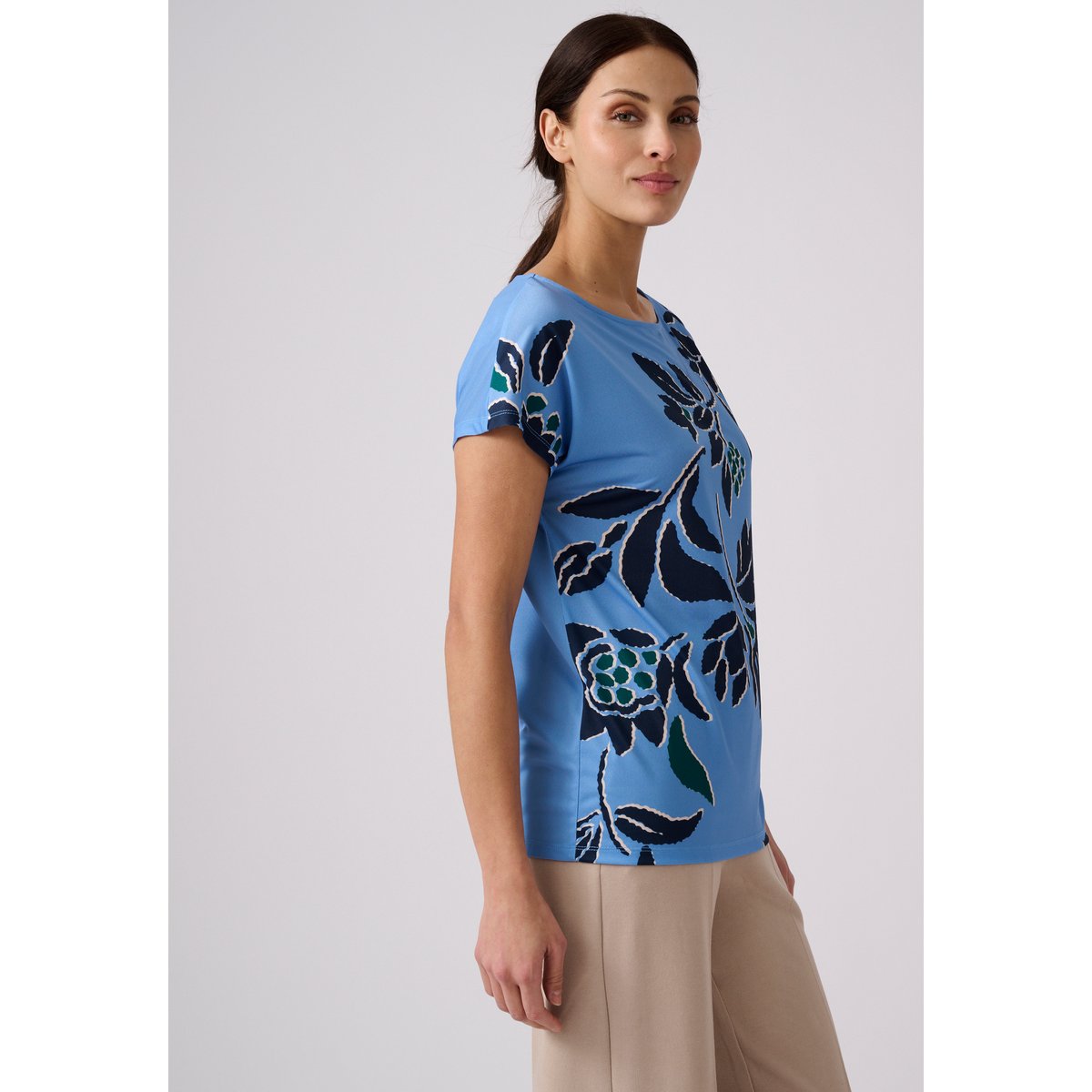 T-shirt en maille crêpe bleu, DAMART