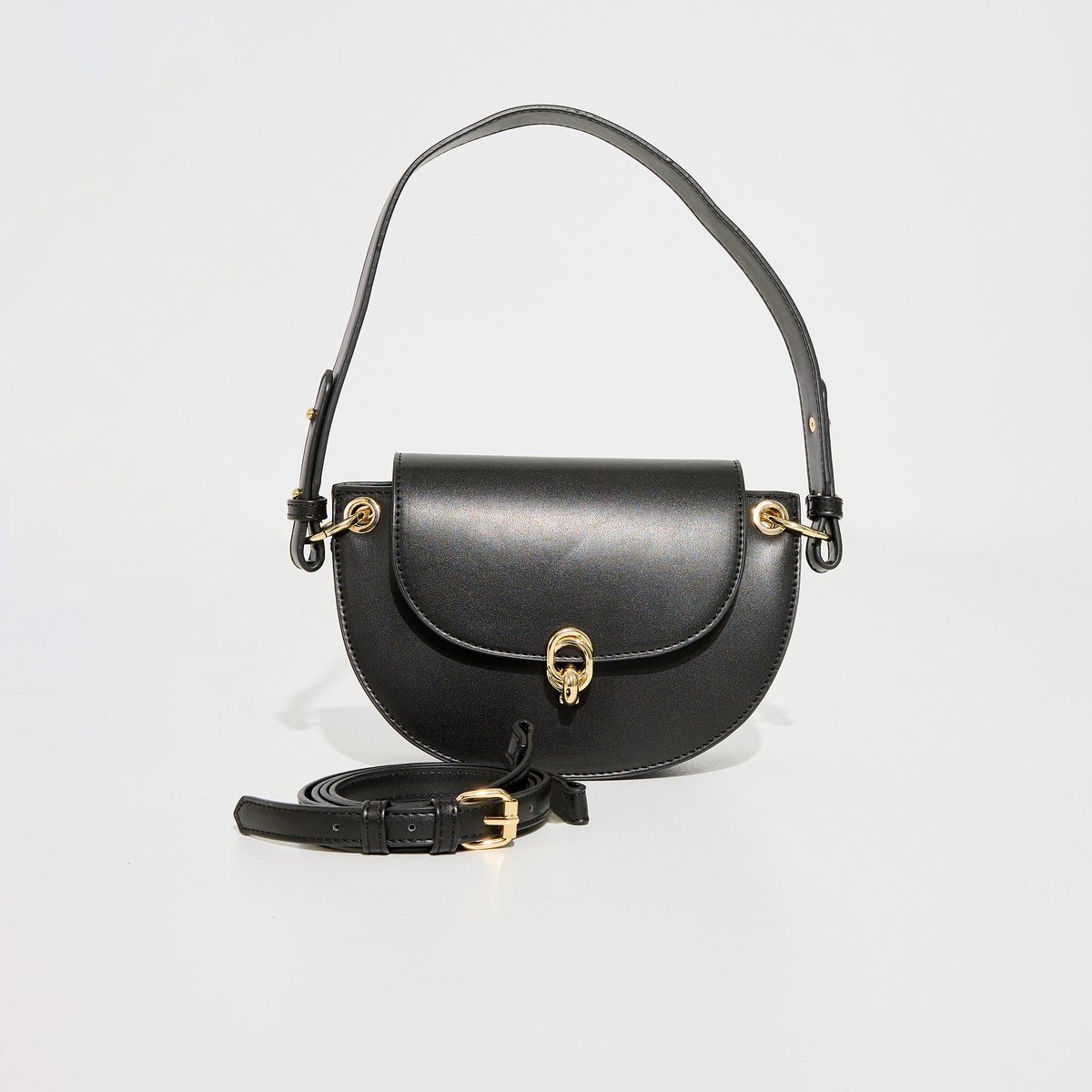 Sac bandoulière demi-lune noir, GRAIN DE MALICE