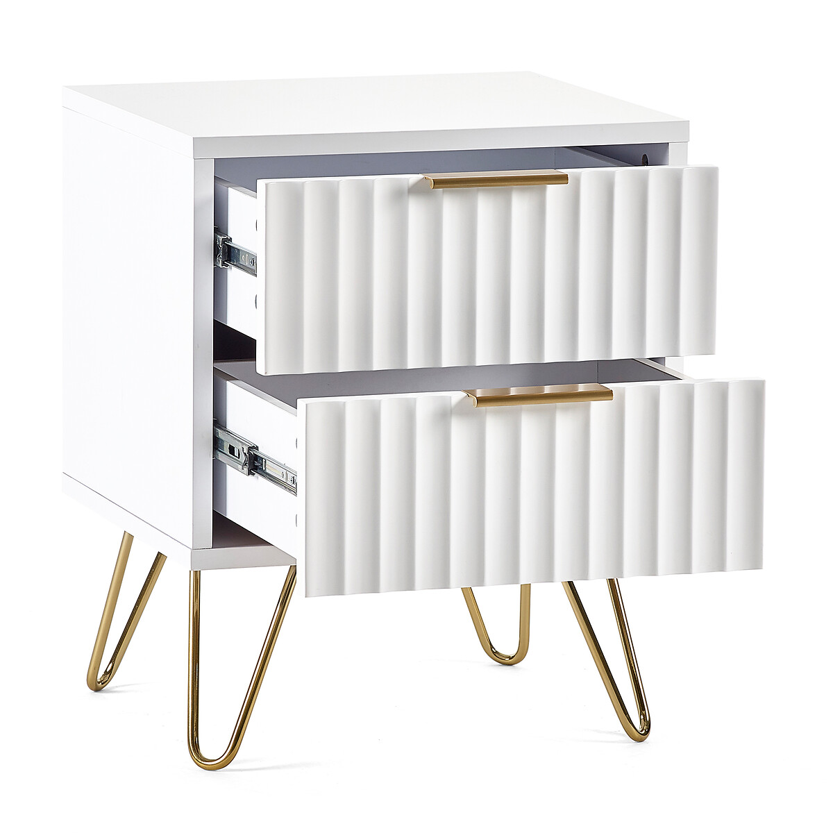 Ancona Sculptural 2 Drawer Bedside Table white, SO'HOME