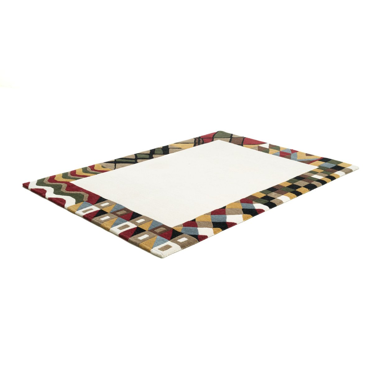 Tapis salon Baktapur noué main en laine beige, THEKO
