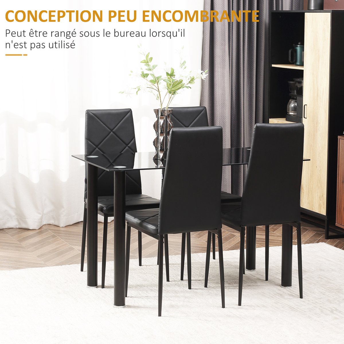 Ensemble de table à manger Acier Noir noir, HOMCOM
