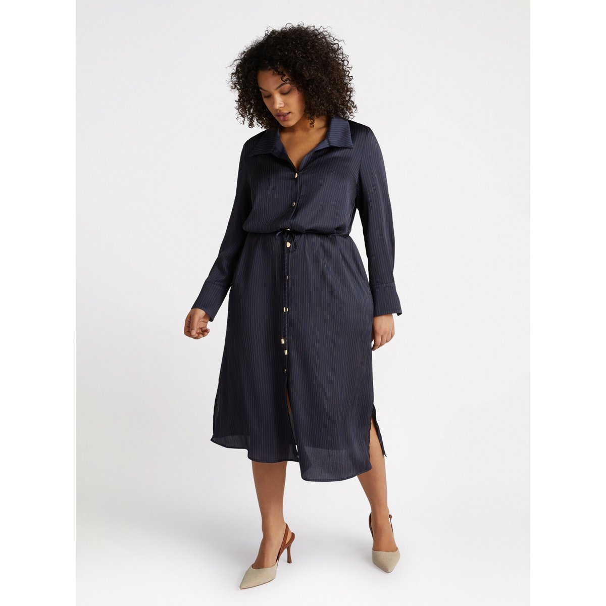 Robe chemise avec ceinture bleu, FIORELLA RUBINO