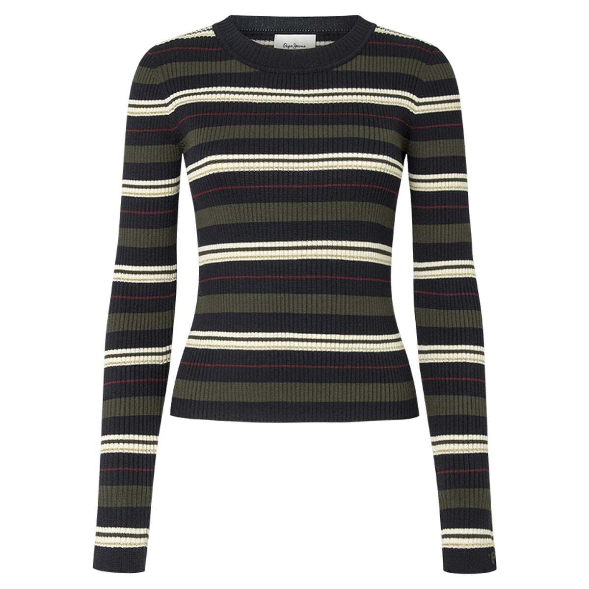 Pull À Rayures Encôtelée vert feuille, PEPE JEANS