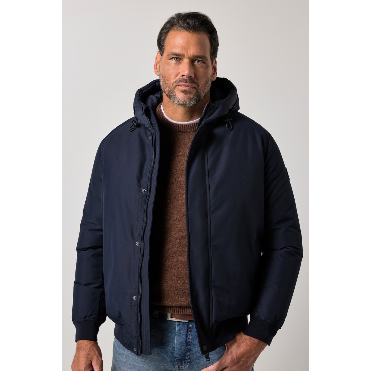 Veste, capuche, doublure chaude bleu marine, JP1880